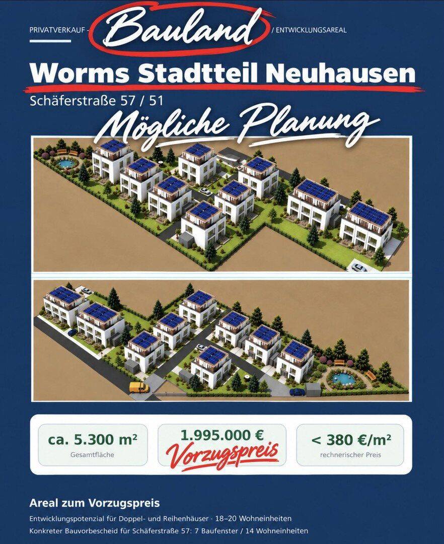 Bauland in Worms, 67549 Worms (Hochheim Innenstadt Leiselheim Neuhausen Pfiffligheim)