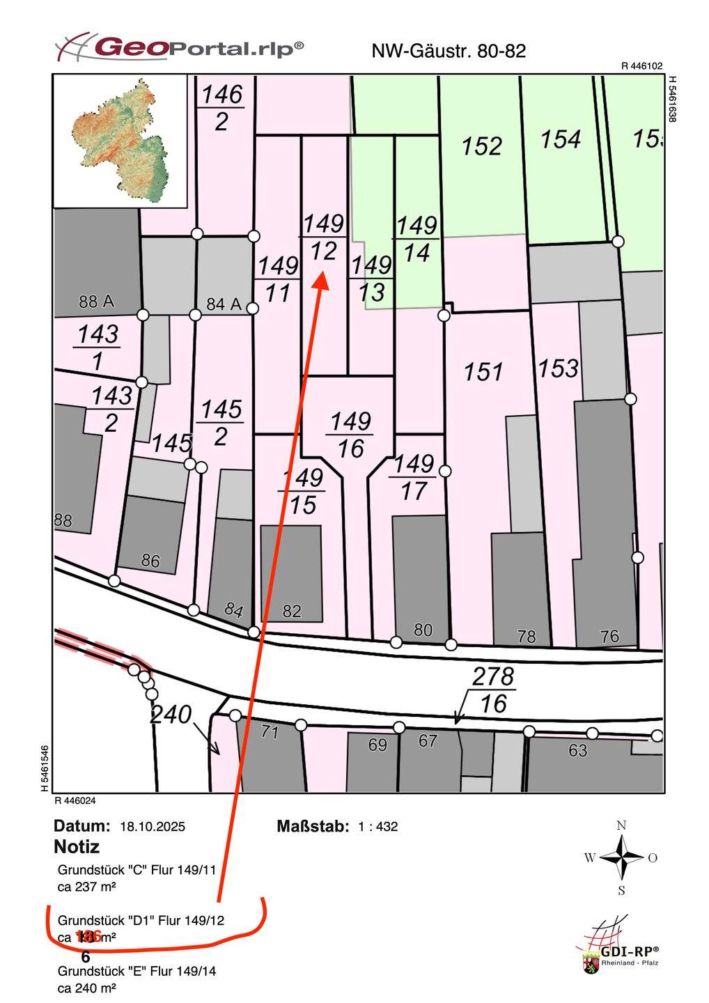 Reihenmittelgrundstück mit Ausbaupotenzial – Flurstück 149/12 in Neustadt-Geinsheim, 67435 Neustadt an der Weinstraße