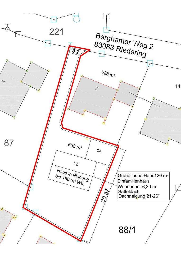 Grundstück für Einfamilienhaus in Riedering – Neukirchen 668 m², 83083 Riedering