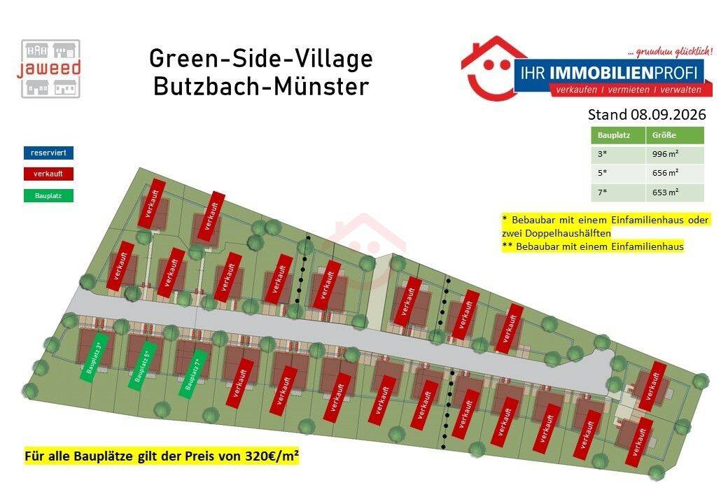 Schnell sein: Nur noch 3 Bauplätze verfügbar in Butzbach-Münster, 35510 Butzbach