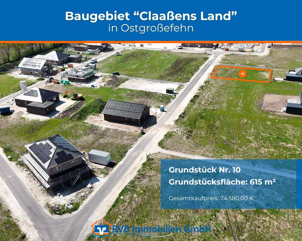 Erfüll Dir deinen Wohntraum in unserem Baugebiet „Claaßens Land“ in Ostgroßefehn – Grundstück Nr. 10, 26629 Großefehn