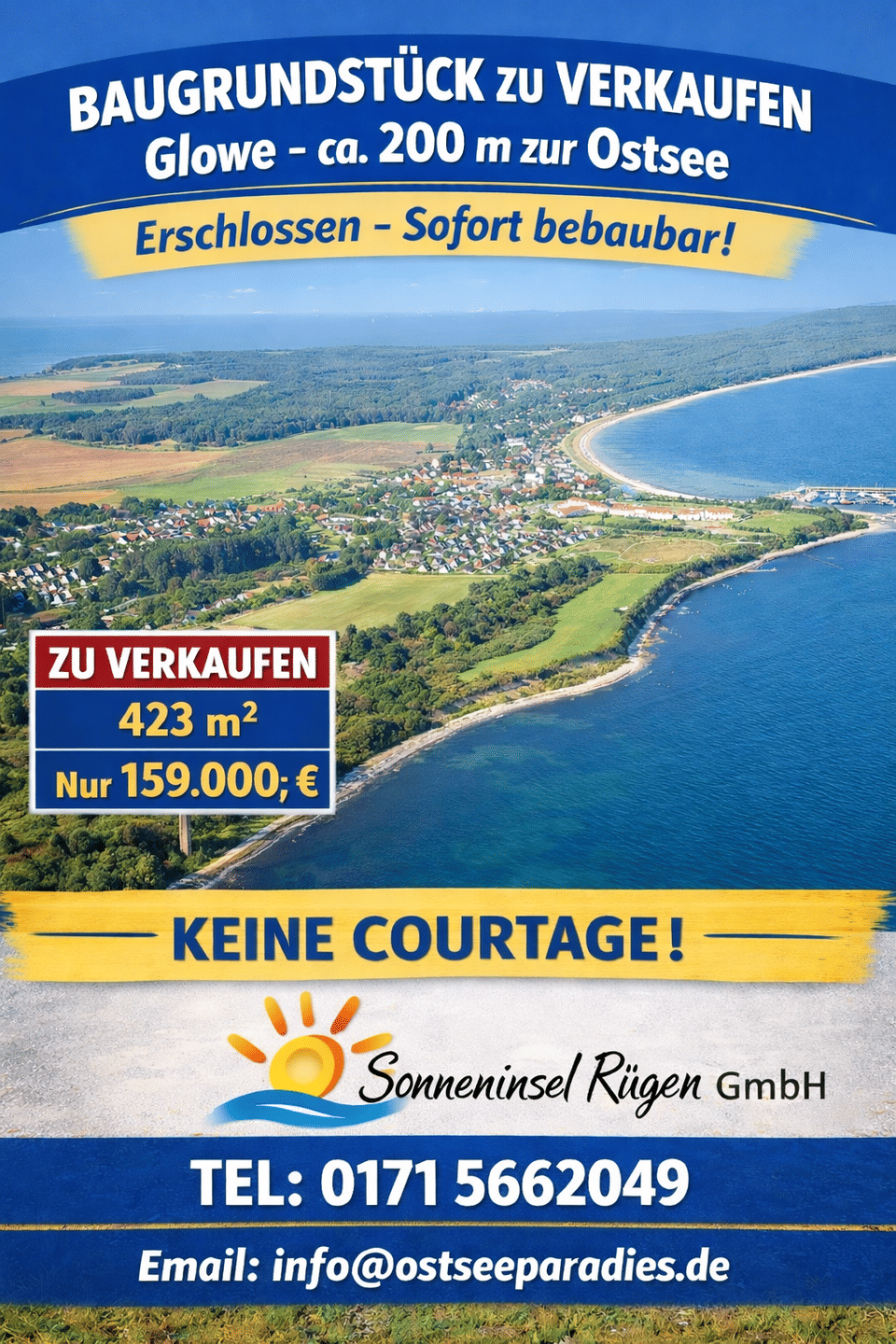 Schnäppchenpreis  Ihr Baugrundstück ca 200 m zur Ostsee erschlossen wartet sofort bebaubar keine Bauverpflichtung, 18551 Glowe