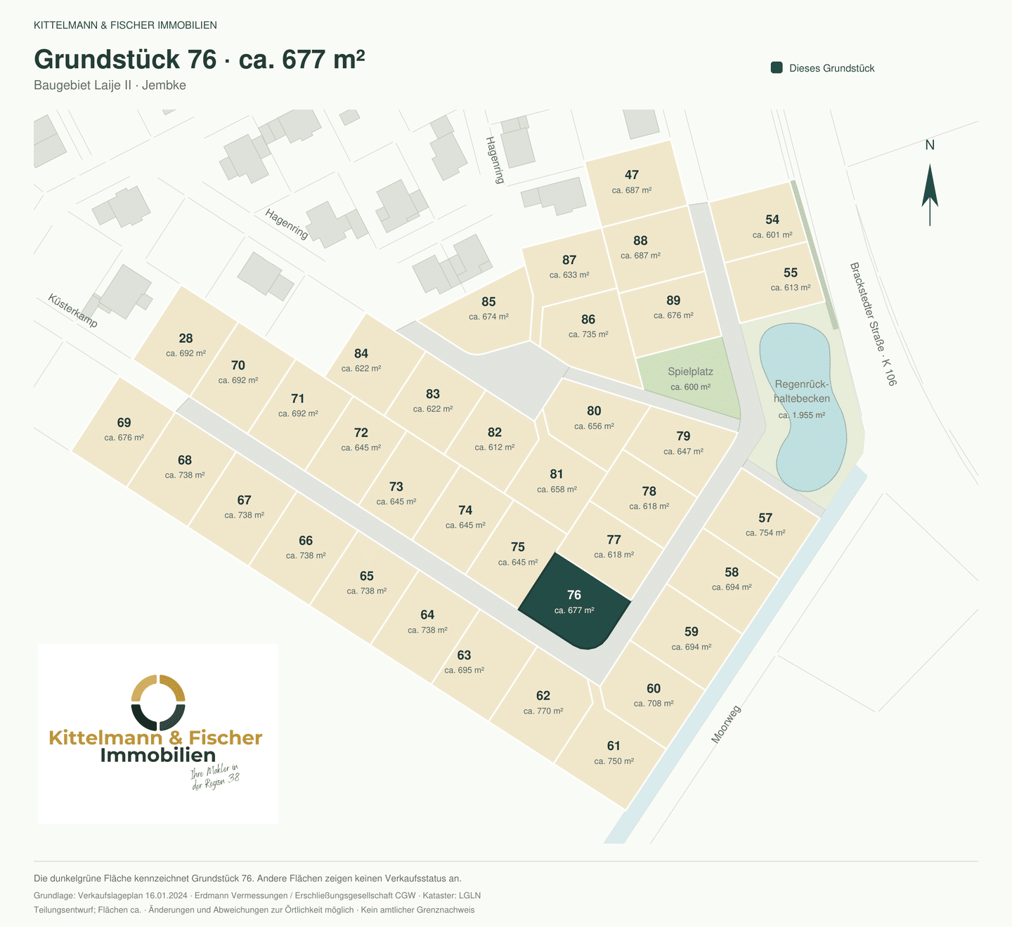 Gartenbogen: Grundstück 76 in Jembke mit 677 m² – bauträgerfrei zum eigenen Zuhause, 38477 Jembke