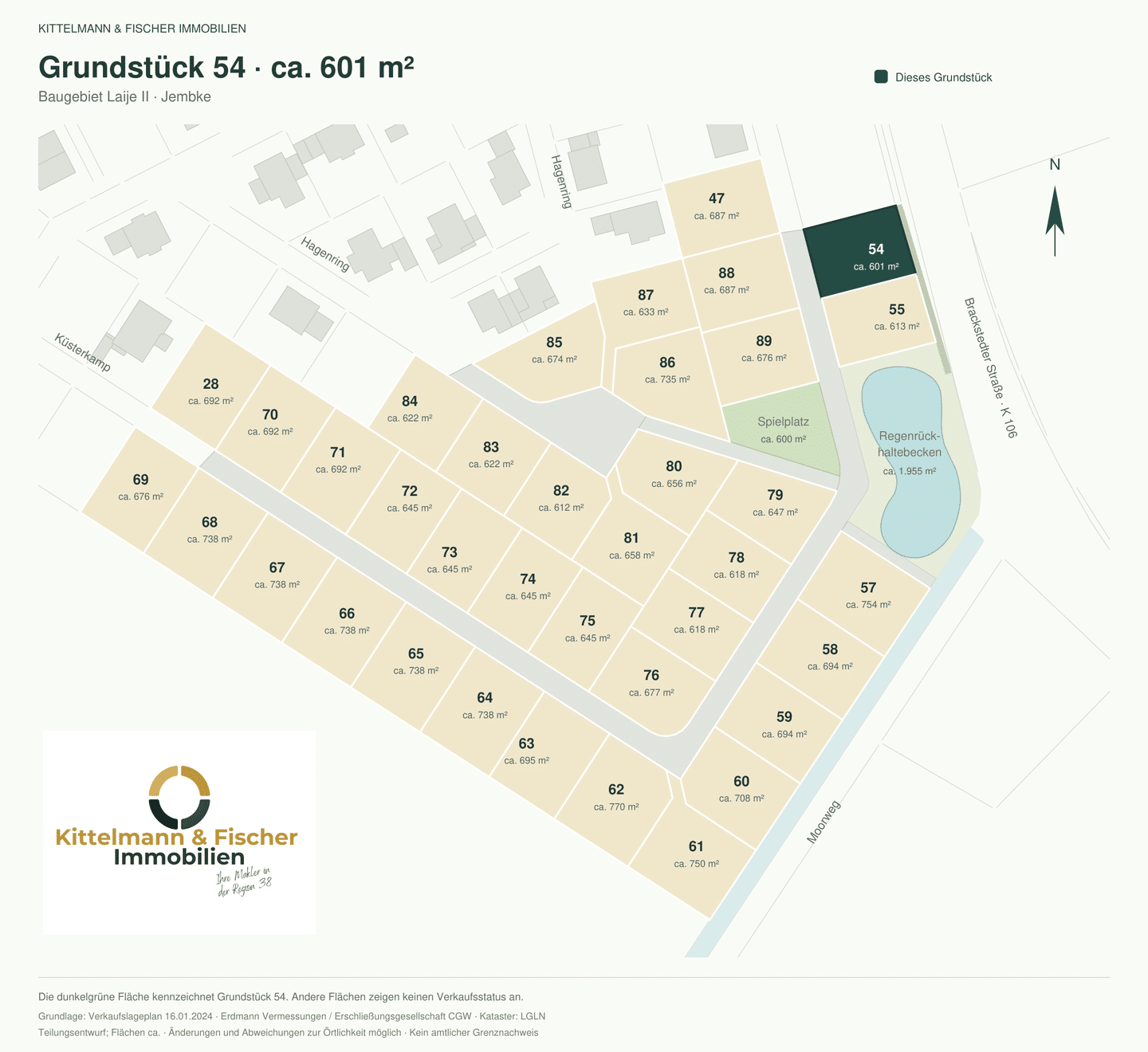 Für die medizinische Versorgung: Grundstück 54 in Jembke zu 240 €/m² – bauträgerfrei, 38477 Jembke