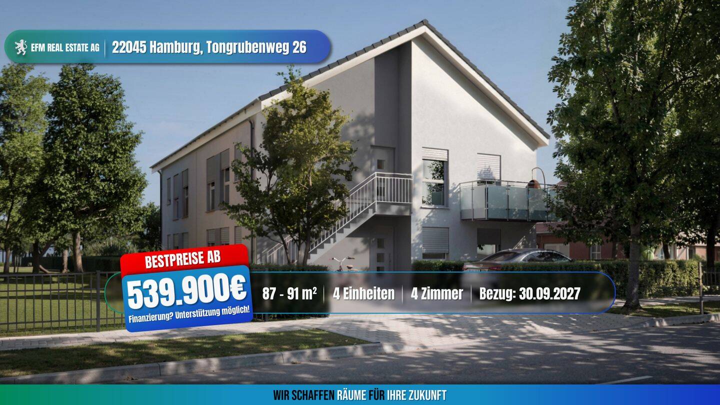 ++BESTPREIS++ MIET-/ENERGIESPAREND 4 ZKB Neubau mit Garten am Ostender Teich, 22045 Hamburg (Wandsbek Jenfeld Tonndorf)
