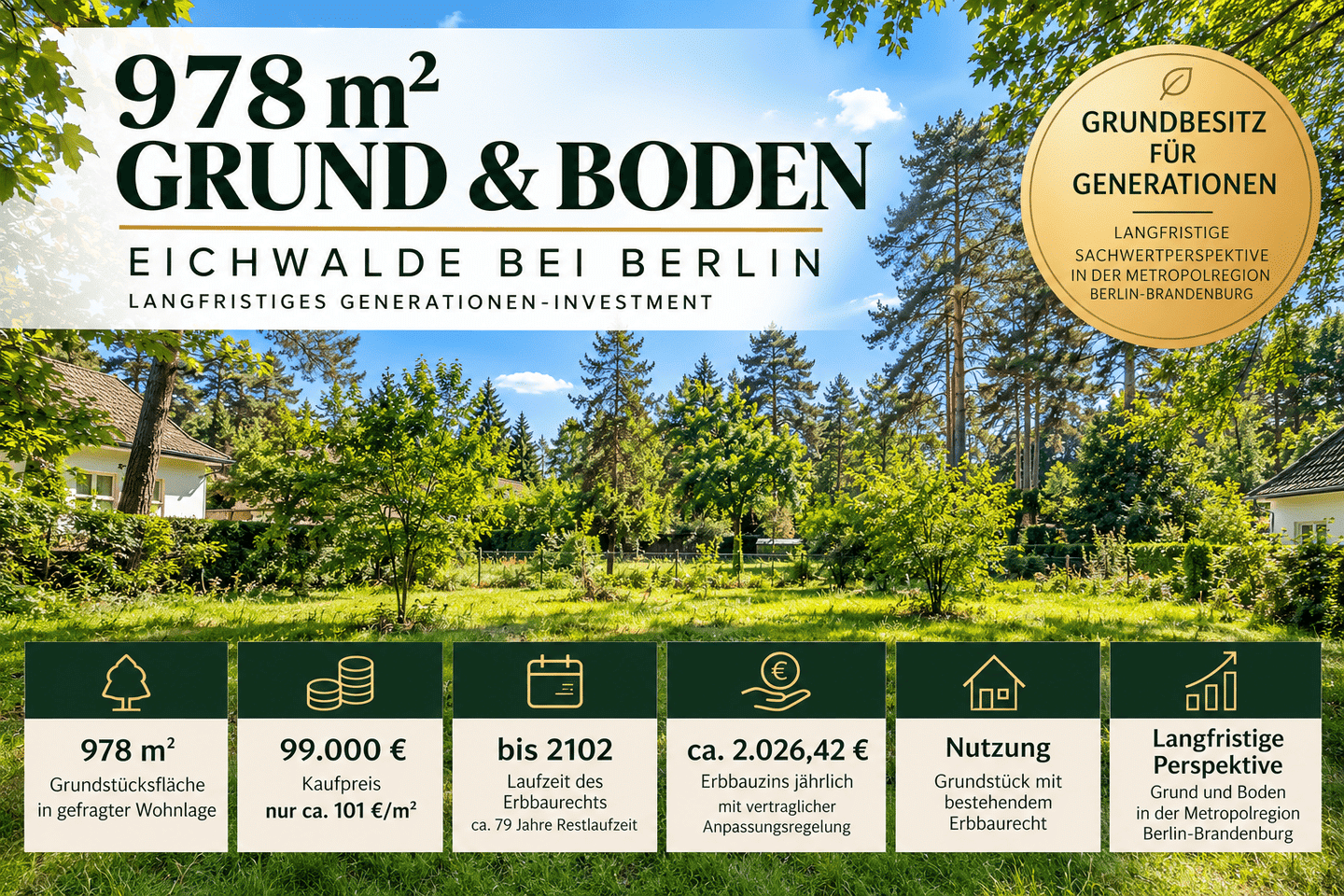 978 m² Grund & Boden in Eichwalde – langfristiges Generationen-Investment, 15732 Eichwalde