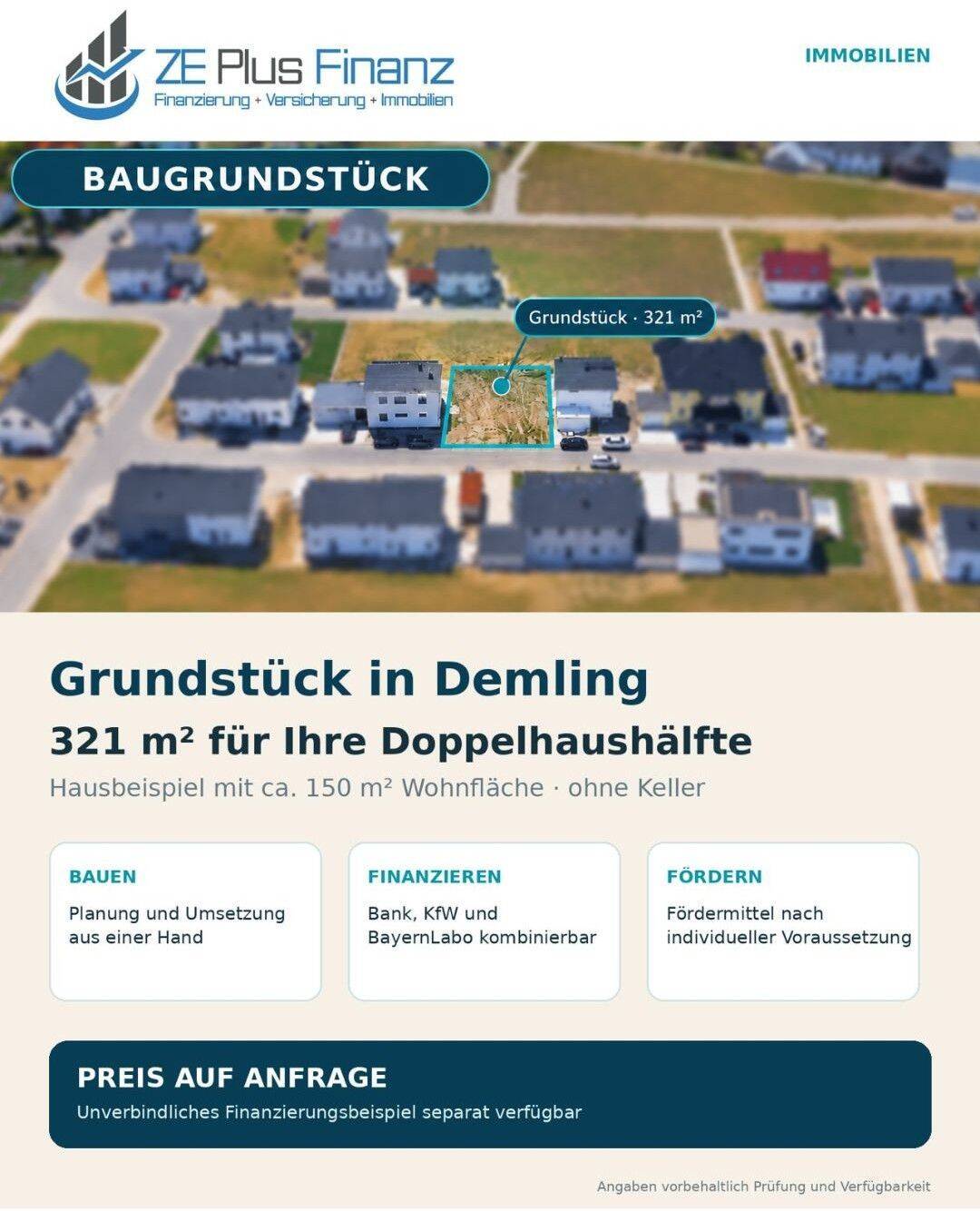 Grundstück in Demling Großmehring für DHH zum bauen, 85098 Großmehring