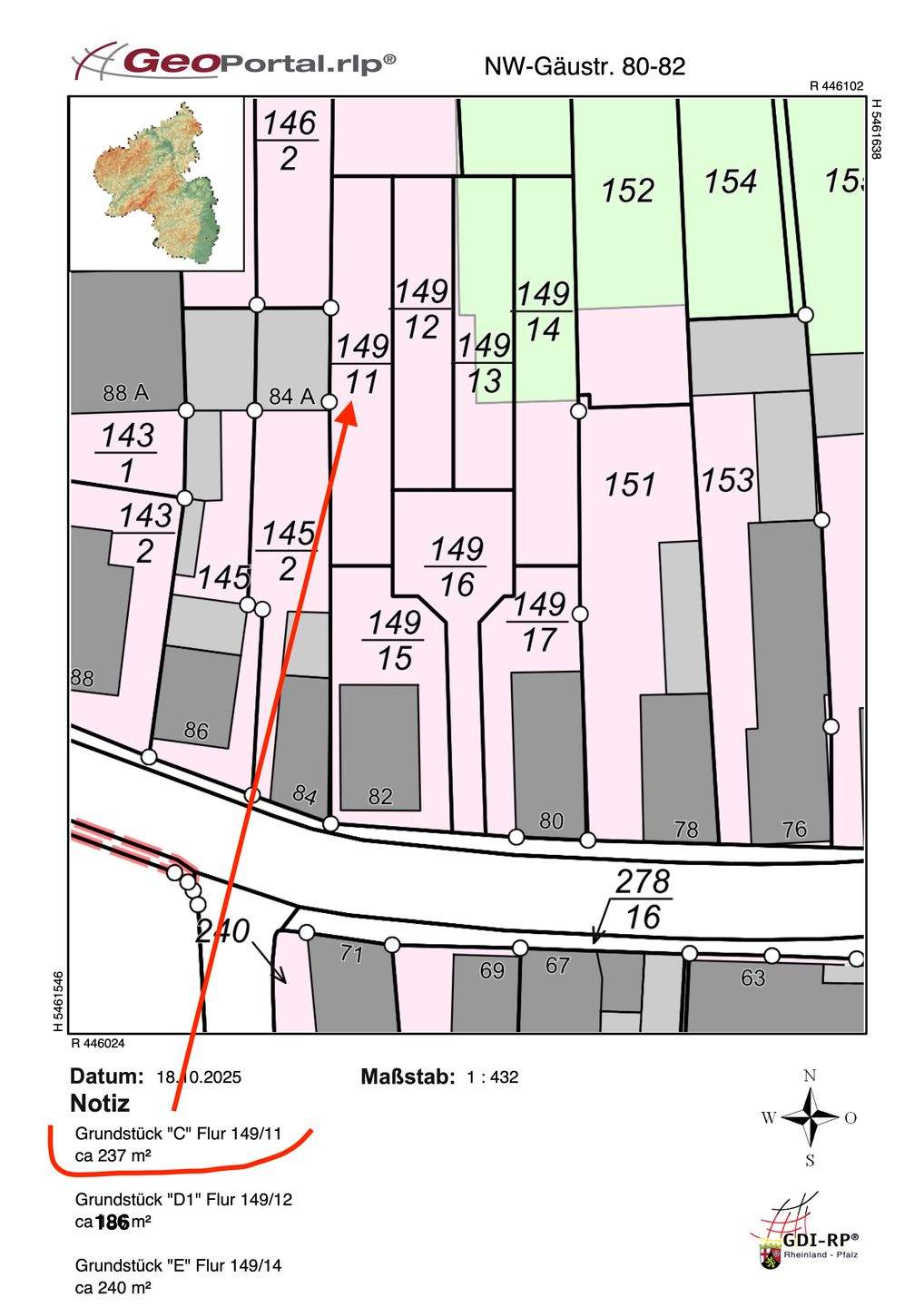 Reiheneckgrundstück mit Erweiterungspotenzial – Flurstück 149/11 in Neustadt-Geinsheim, 67435 Neustadt an der Weinstraße