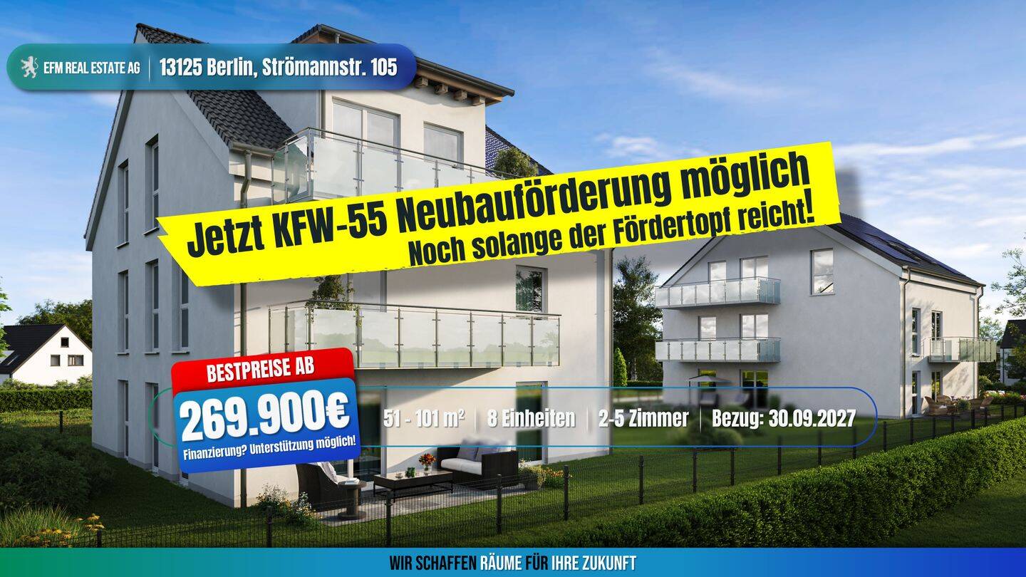 ++BESTPREIS mit KfW55-Darlehen++ NEUBAU 2 ZKB MIET-/ENERGIESPAREND mit 5% AfA, 13125 Berlin (Pankow Buch Französisch Buchholz Karow)