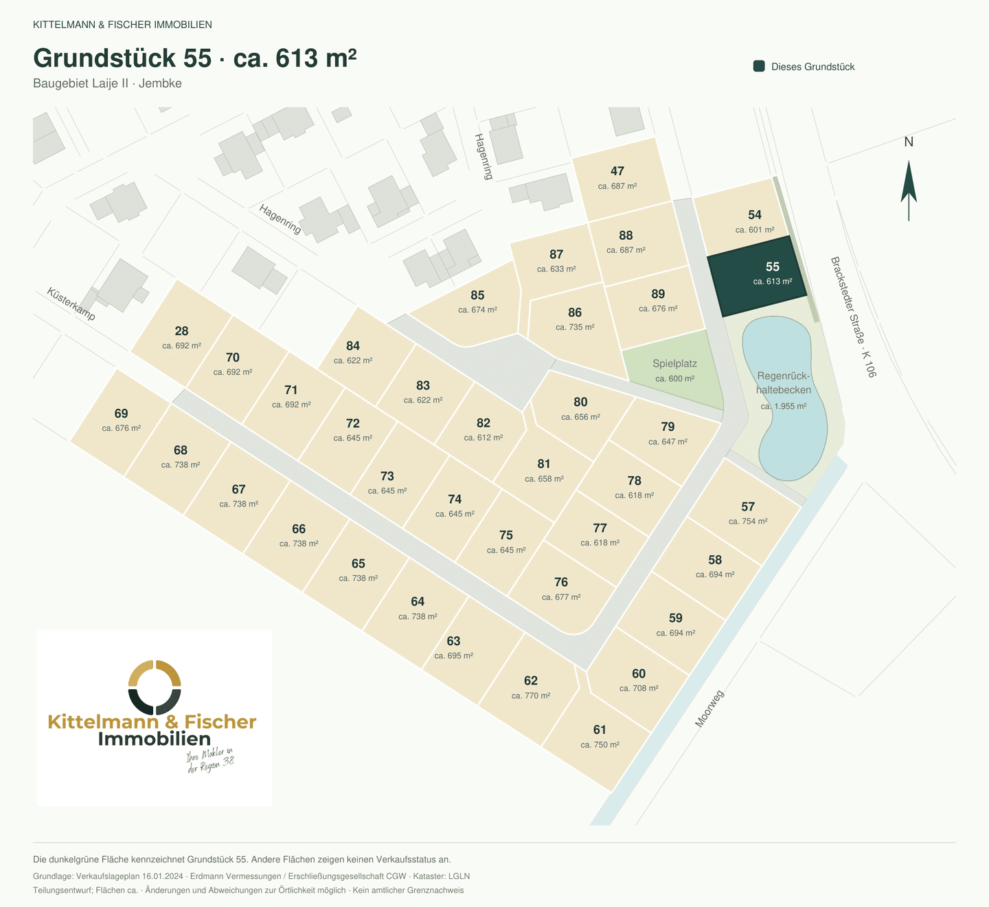 Für die medizinische Versorgung: Grundstück 55 in Jembke zu 240 €/m² – bauträgerfrei, 38477 Jembke