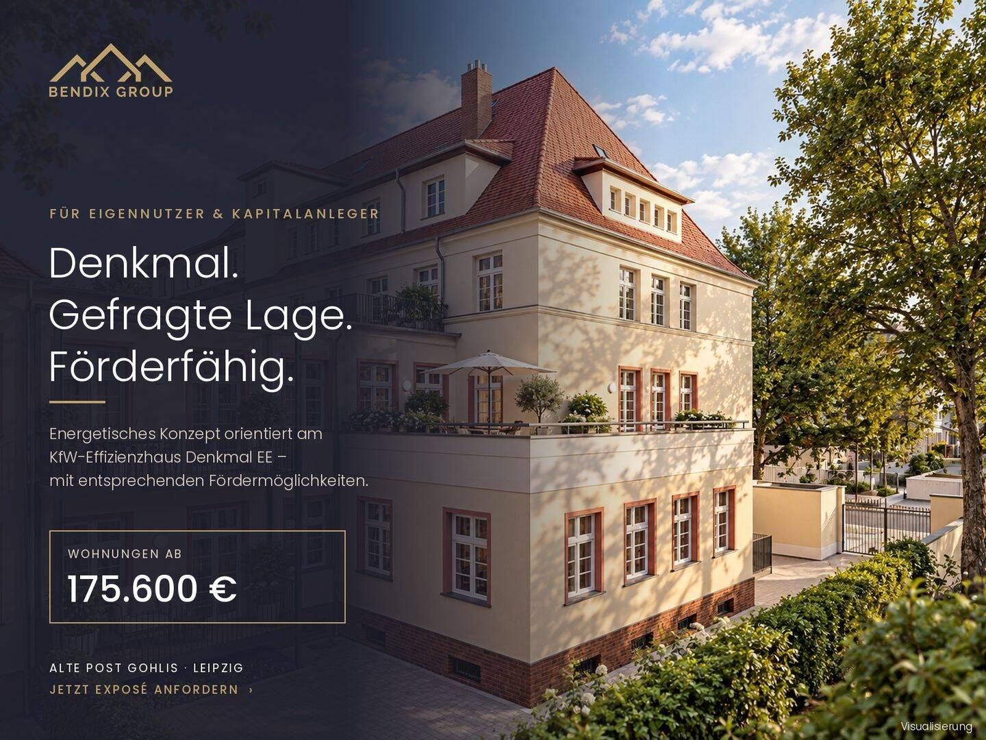 Denkmal-Apartment in Gohlis-Süd: 1-Zi. I ca. 40 m² mit Balkon I Fußbodenheizung, Parkett – Steuervorteile sichern, 4155 Leipzig (Gohlis-Mitte Gohlis-Süd)