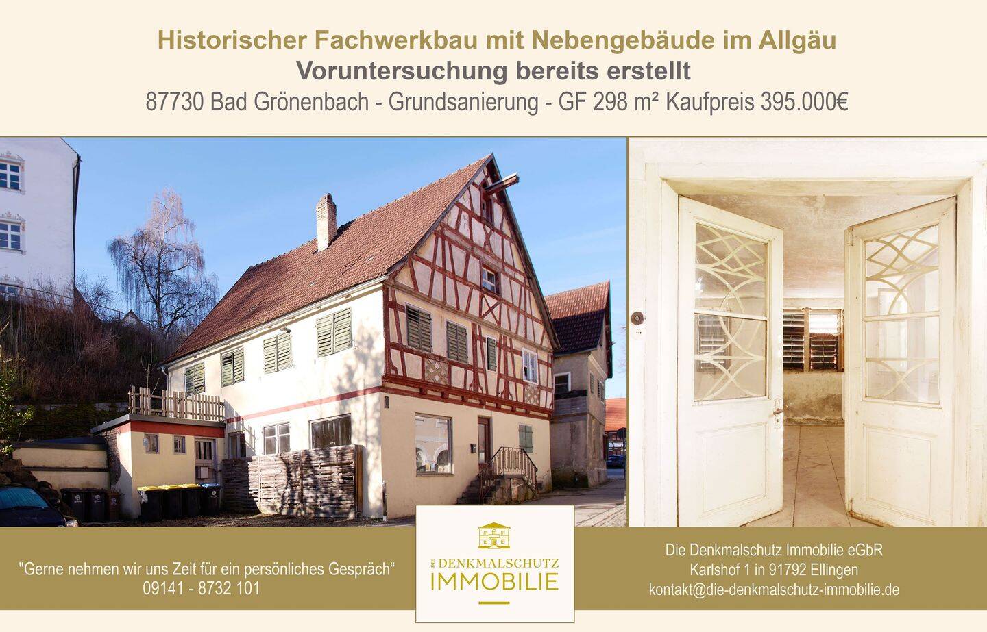 Historischer Fachwerkbau mit Nebengebäude im Allgäu – Voruntersuchung bereits erstellt, 87730 Bad Grönenbach