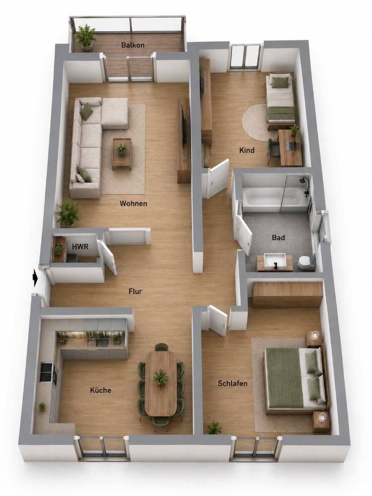Modern sanierte 3-Raumwohnung mit Balkon, Einbauküche & Stellplatz in begehrter Wohnlage von Langewiesen, 98704 Ilmenau (Langewiesen)