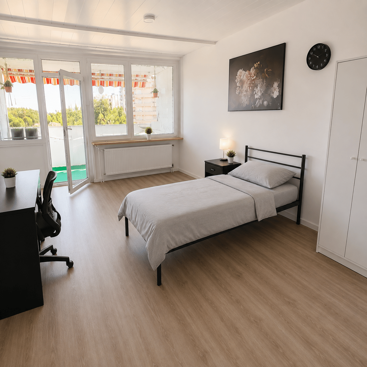 Einzelzimmer 22 m² mit großem Balkon (8 m²) und Blick auf den Kanal, 91056 Erlangen