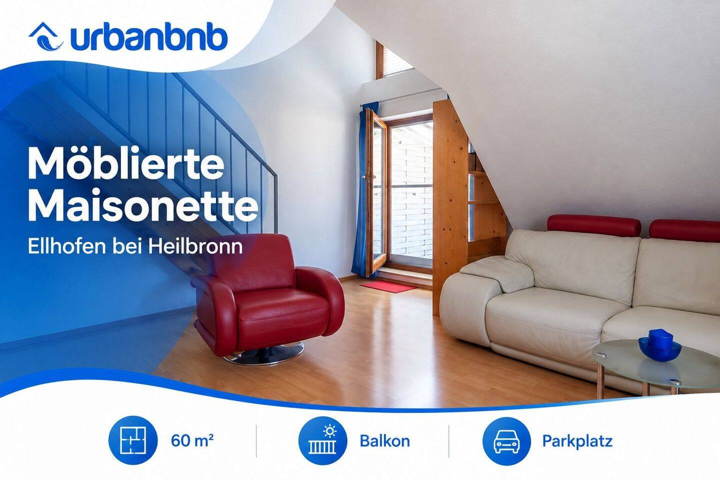 Möblierte Maisonette-Wohnung in Ellhofen bei Heilbronn, 74248 Ellhofen