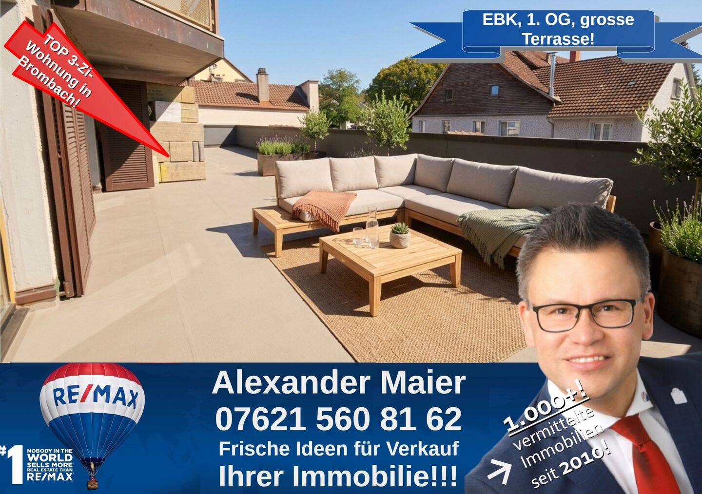 Gepflegte 3-Zi-Wohnung zentral in Brombach mit riesieger Terrasse!, 79541 Lörrach