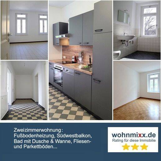 Perfekt: Südwestbalkon, FB-Heizung, Bad mit Du + Wanne, Parkett…, 9126 Chemnitz (Altchemnitz Bernsdorf Gablenz Lutherviertel Sonnenberg)