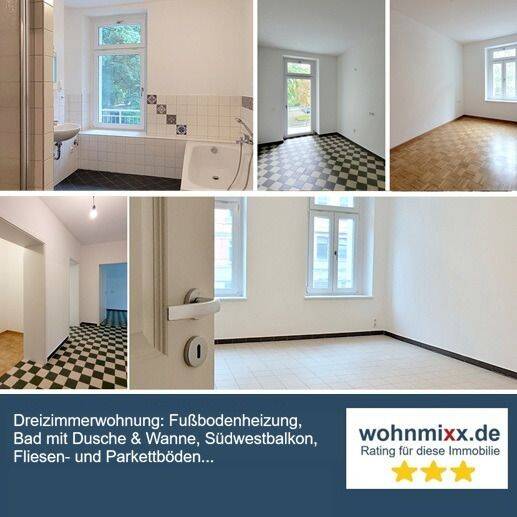 Dreizimmer, Küche, Balkon, Bad mit Du. & Wanne, FB-Heizung!, 9126 Chemnitz (Altchemnitz Bernsdorf Gablenz Lutherviertel Sonnenberg)