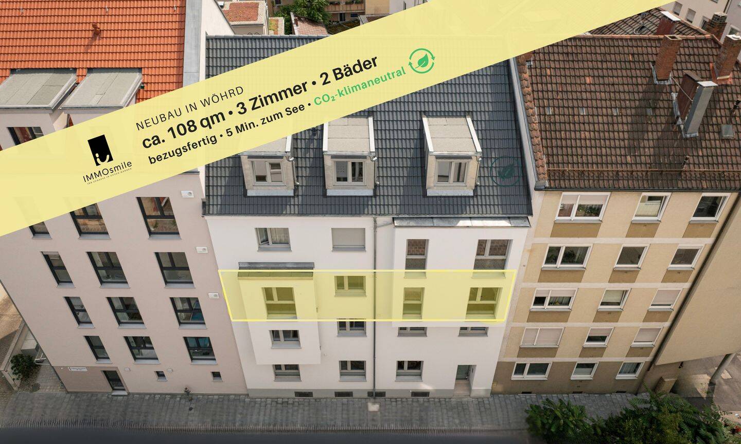 NEUBAU in Wöhrd: ca. 108 qm, 3 Zimmer, 2 Bäder – bezugsfertig – 5 Min. zum See, CO2-klimaneutral, 90489 Nürnberg (Gärten bei Wöhrd Rennweg Veilhof Wöhrd)