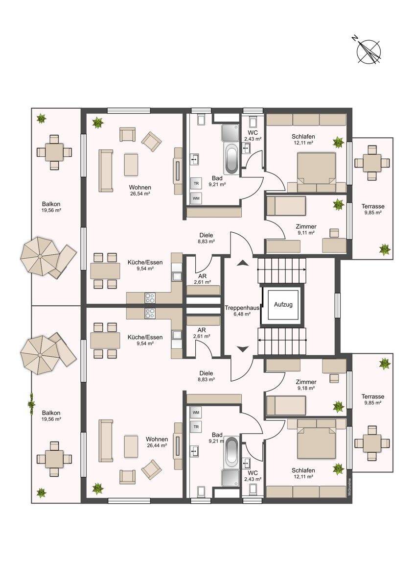 Lichtdurchflutete Eigentumswohnung mit Balkon und Terrasse! Erstbezug, 73431 Aalen