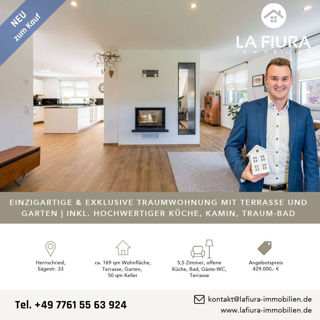 LFI | Einzigartige & exklusive Traumwohnung mit Terrasse, Garten | mit hochwertiger Küche u. Kamin, 79737 Herrischried