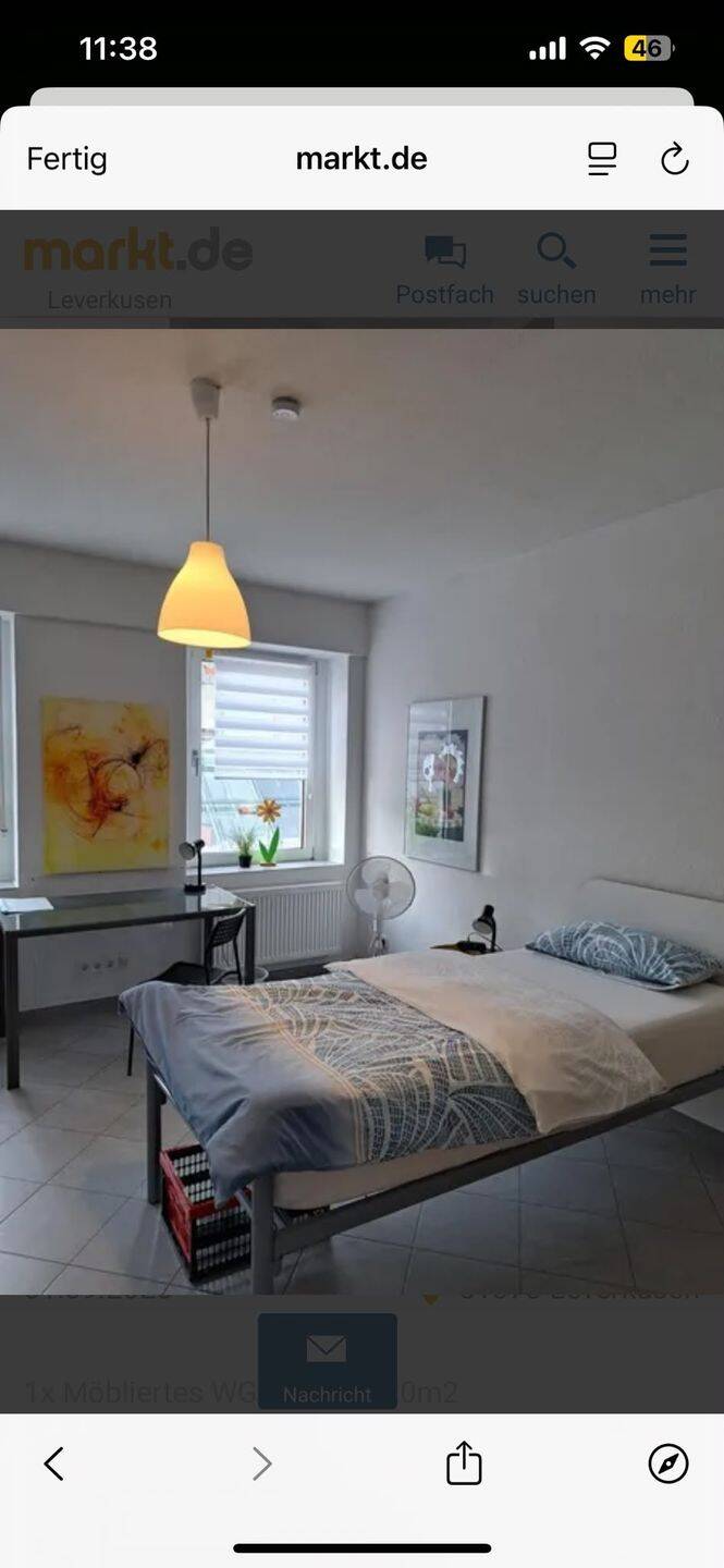 Möbliertes Männer- Studenten Zimmer €550.- + € 1.000. – Kaution 
Leverkusen- Wiesdorf 
Universität Zulassung 
Nichtraucher ab 1.11.26 verfügbar, 51373 Leverkusen (Bürrig Küppersteg Rheindorf Wiesdorf)