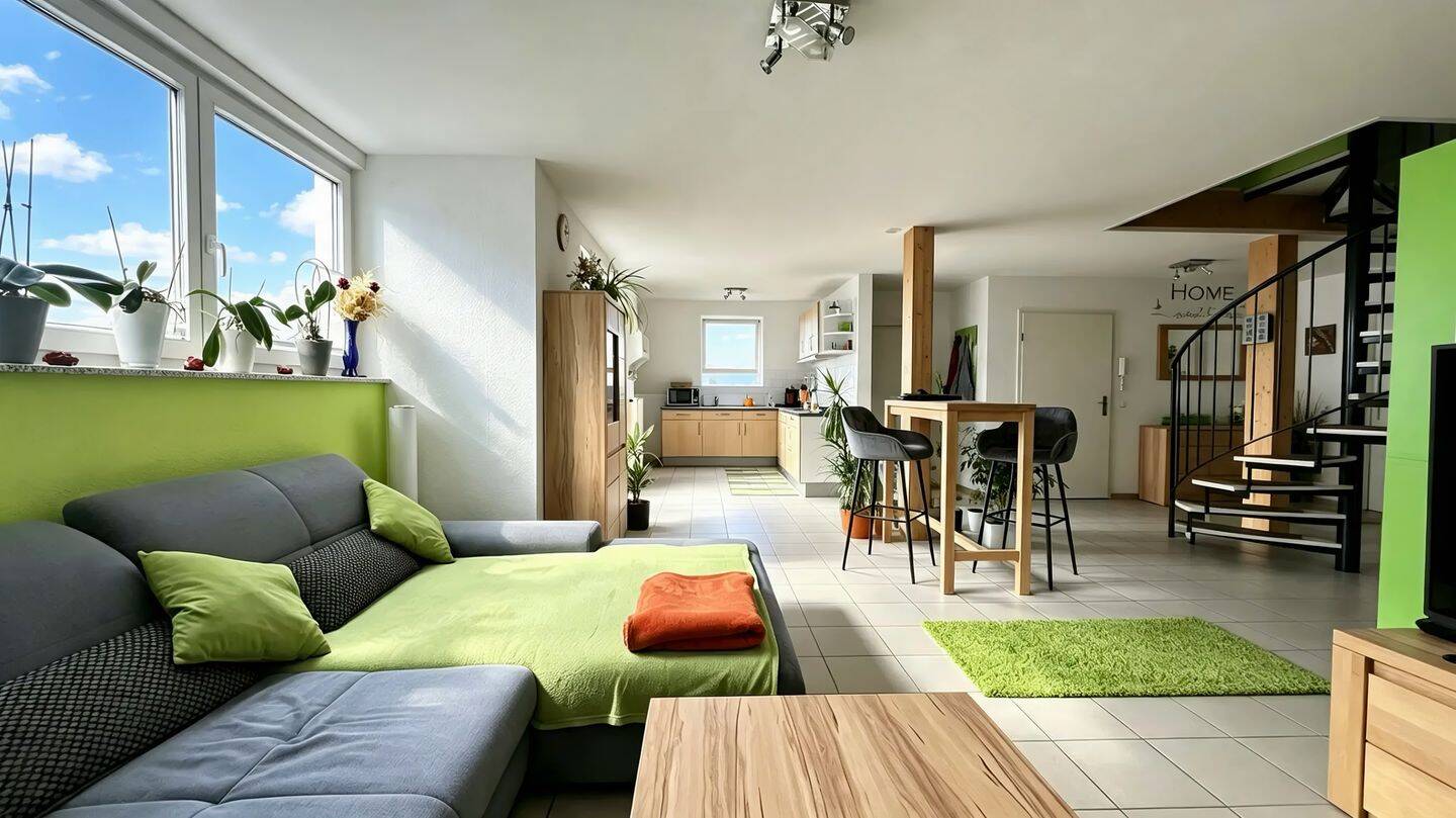 Familientraum auf zwei Ebenen – viel Platz, Balkon, Weitblick & Garage, 75031 Eppingen