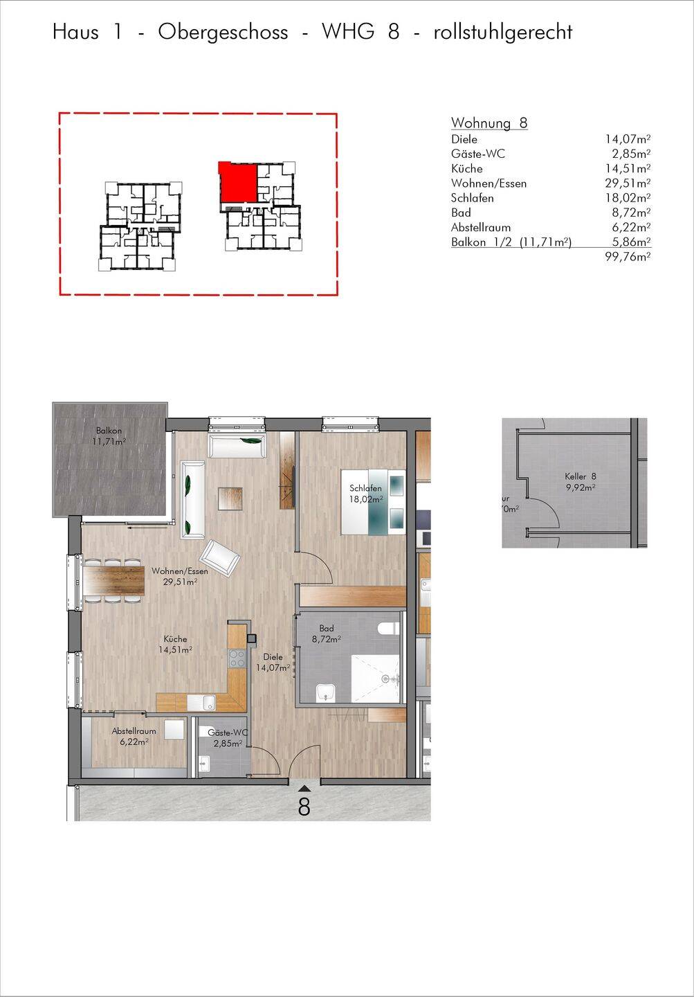 Nunkirchen – rollstuhlgerechte Neubau-Wohnung mit Balkon, 66687 Wadern