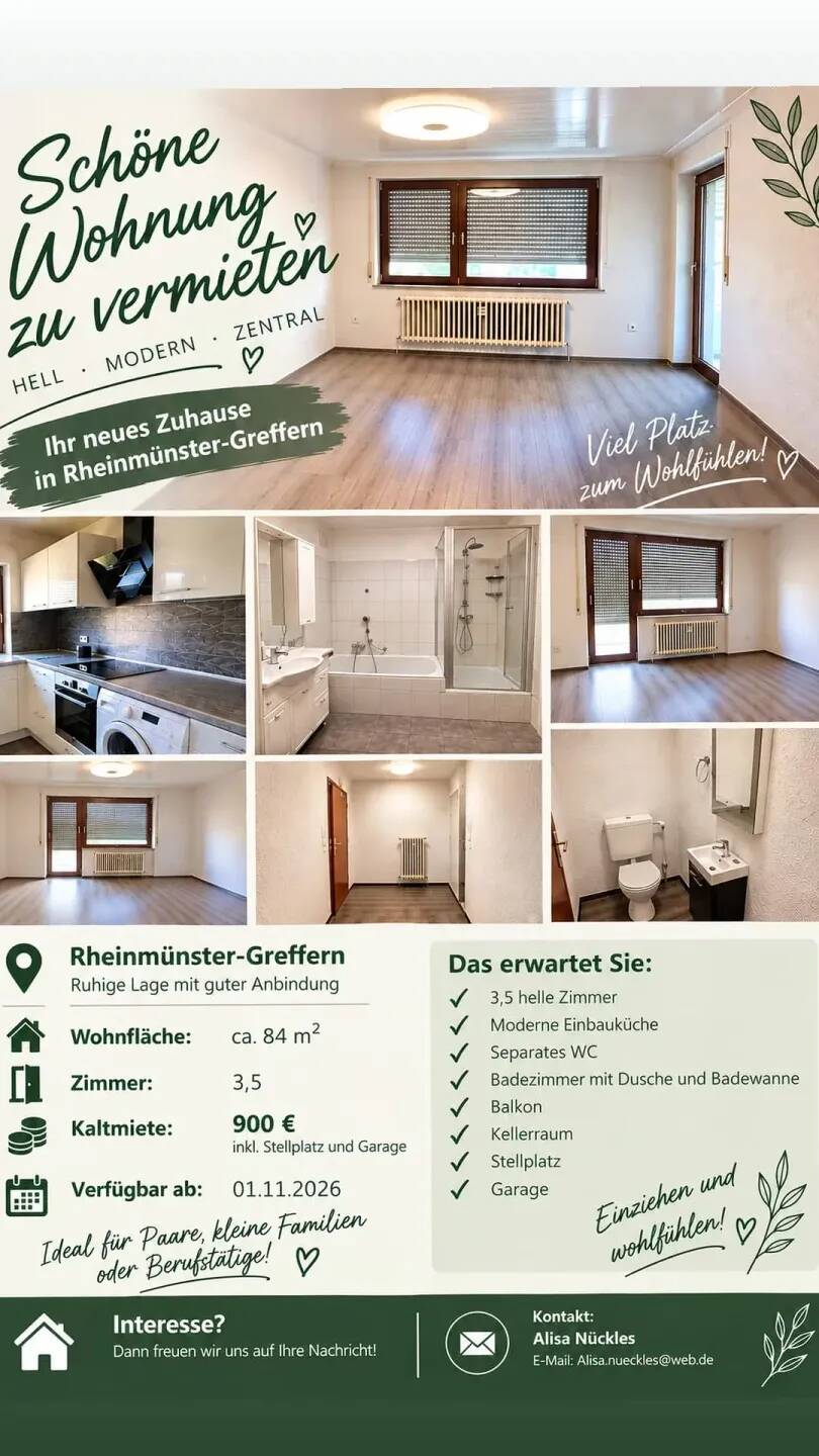 Wohnung zu vermieten, 77836 Rheinmünster