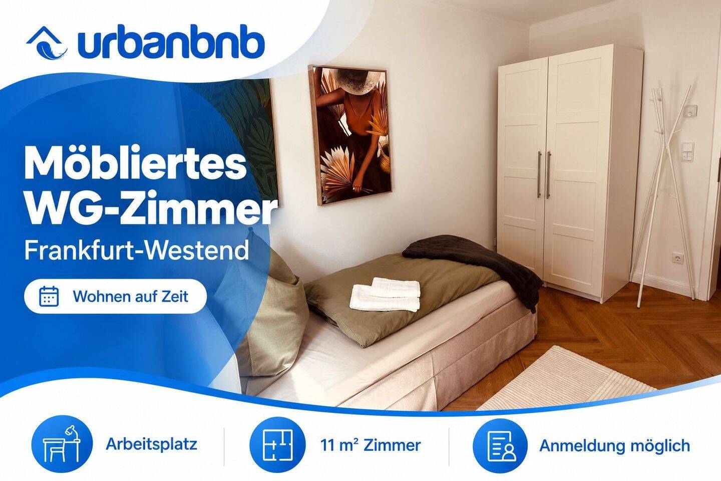 Möbliertes WG-Einzelzimmer in Frankfurt-Westend auf Zeit, 60325 Frankfurt am Main (Bockenheim Gallus Westend-Süd)