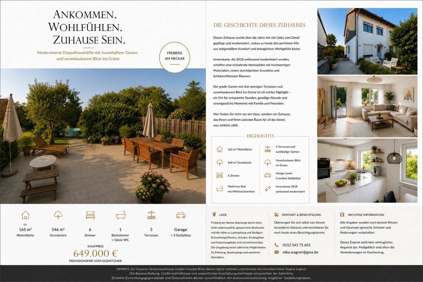 Anschauen. Verlieben. Einziehen. Modernisierte Doppelhaushälfte mit schönem Garten., 71691 Freiberg am Neckar