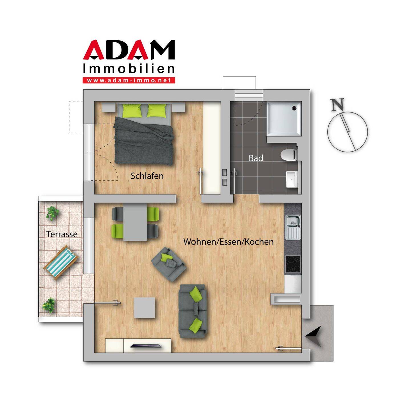 2-Zimmer-Neubauwohnung im EG mit Blick ins Grüne, 77694 Kehl