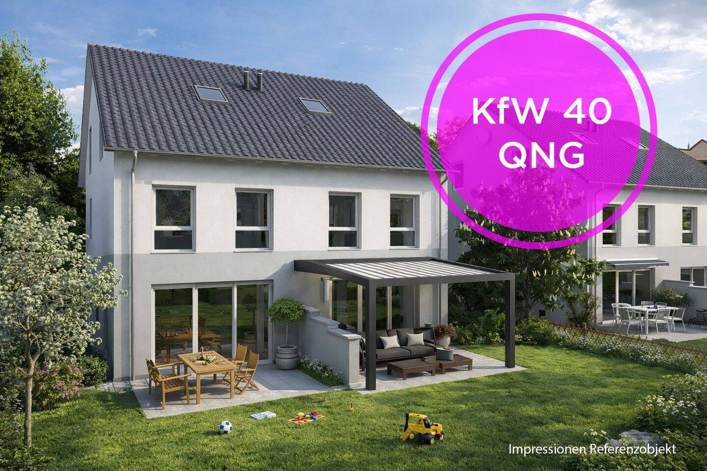 Hermann Immobilien:  Familienidylle in ruhiger Lage – Moderne DHH – KfW 40 QNG (DHH 5), 63526 Erlensee