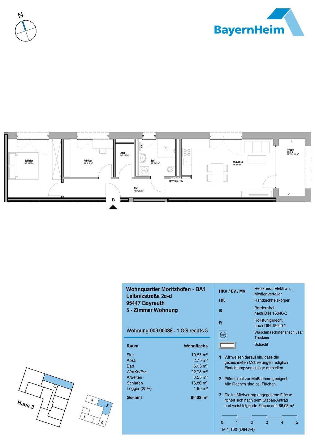 Erstbezug 3-Zimmer-Wohnung (EK II), 95447 Bayreuth (Altstadt Birken Glocke Meyernberg Saas)