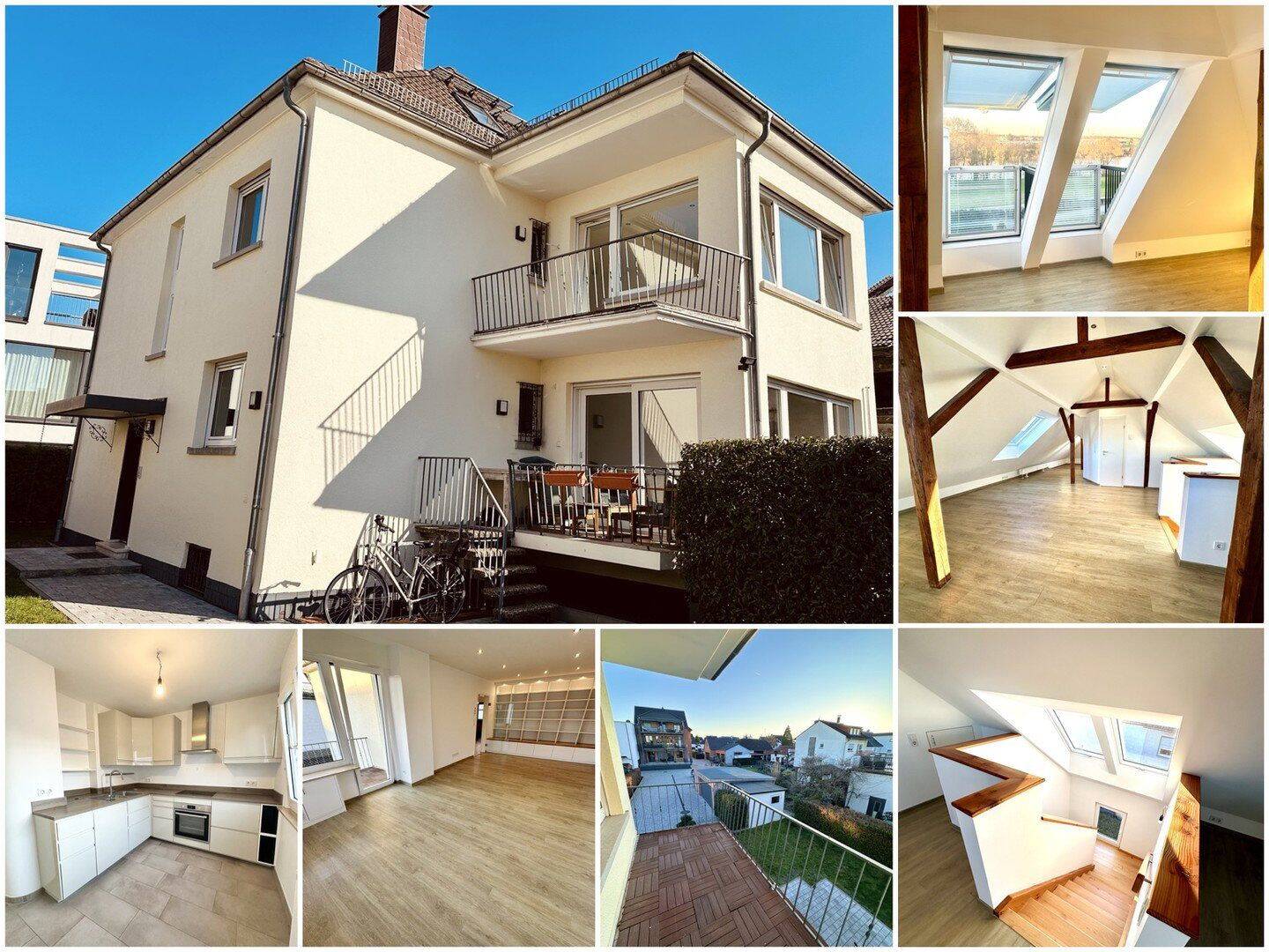 Direkt an den Mainwiesen: sanierte 4-Zi.-Maisonette, 110 m², 2 Tageslichtbäder, Südwest-Balkon, EBK, 63165 Mühlheim am Main