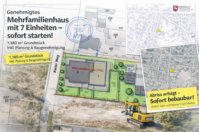 Attraktives BAUGRUNDSTÜCK mit genehmigtem Mehrfamilienhaus (7 WE)- sofort bebaubar!, 27751 Delmenhorst