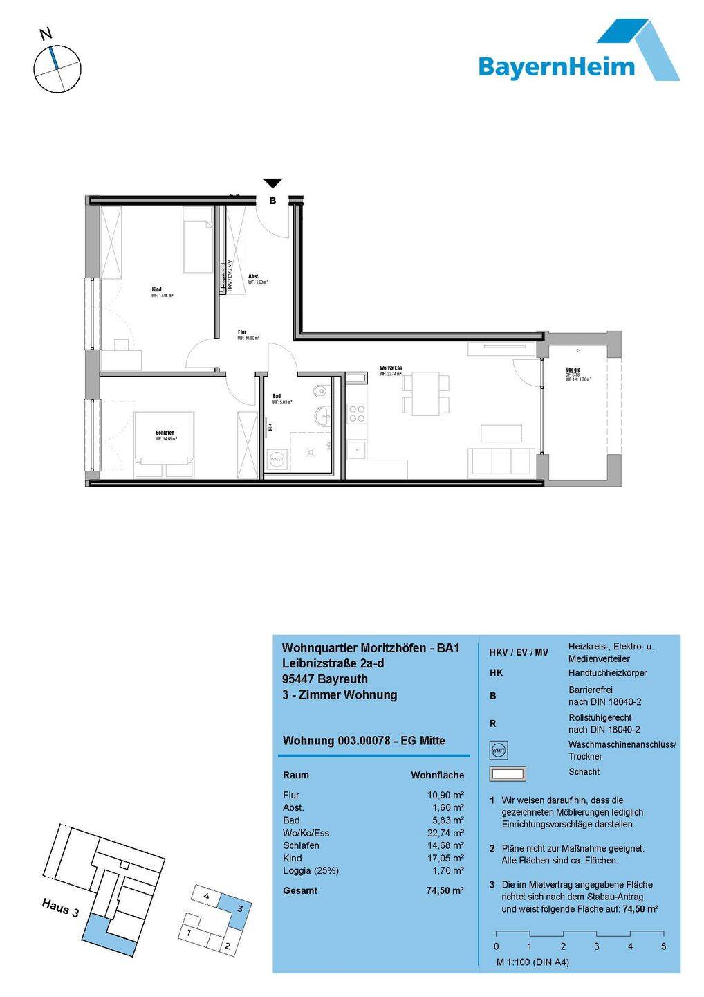 Erstbezug 3-Zimmer-Wohnung (EK II), 95447 Bayreuth (Altstadt Birken Glocke Meyernberg Saas)