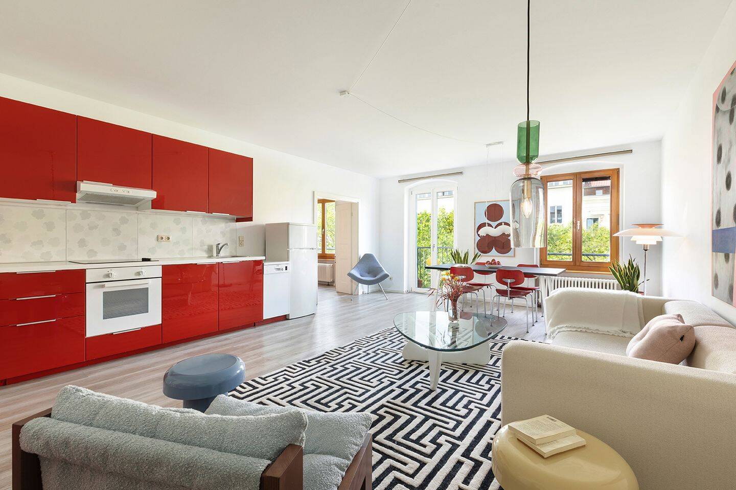 Blick auf den Kollwitzplatz, Prenzlauer Berg: 3-Zimmer Altbauwohnung mit West-Balkon, 10405 Berlin (Pankow Prenzlauer Berg)