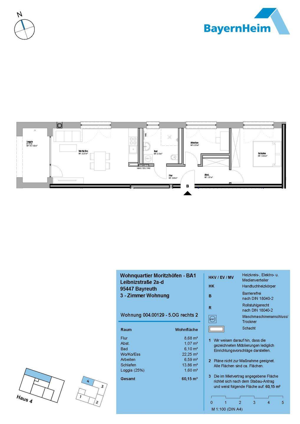 Erstbezug 3-Zimmer-Wohnung (EK II), 95447 Bayreuth (Altstadt Birken Glocke Meyernberg Saas)