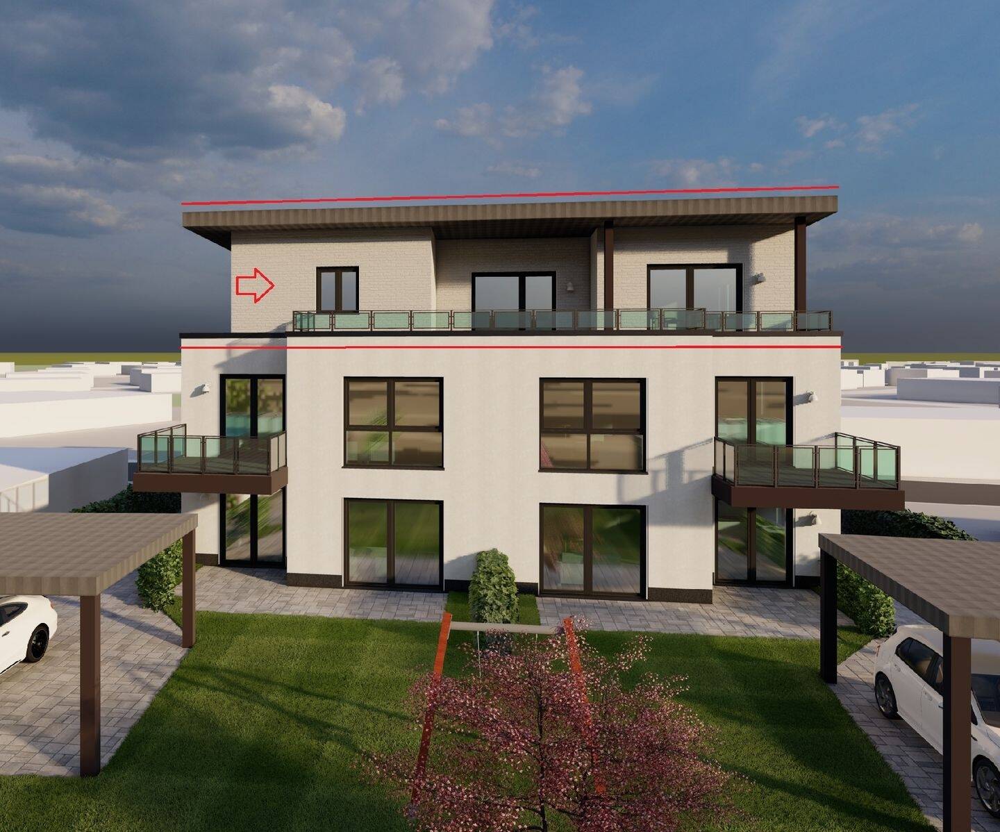 Neubau Erstbezug! Penthousewohnung mit 2 Dachterrassen in ruhiger Süd-West-Lage Horhausen, 56593 Horhausen (Westerwald)