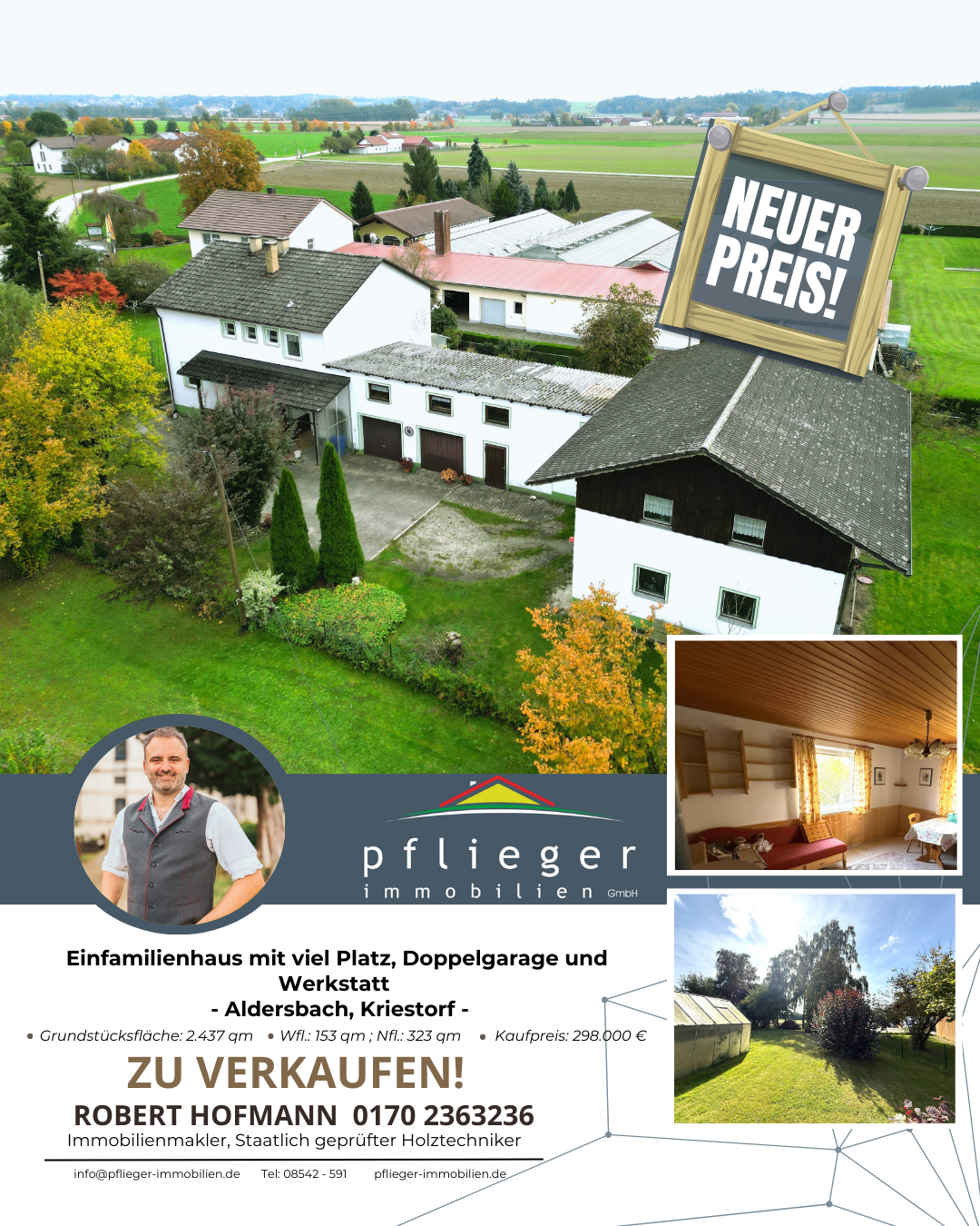 Einfamilienhaus mit viel Platz, Doppelgarage und Werkstatt, 94501 Aldersbach
