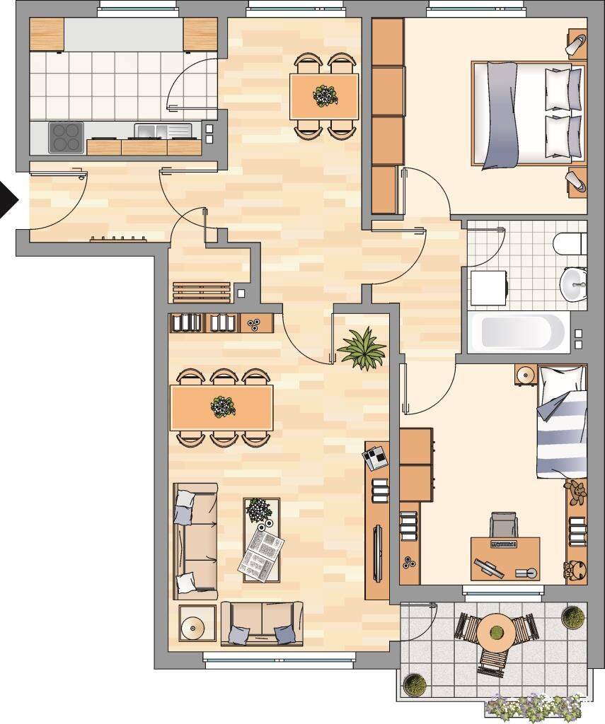 3-Zimmer-Wohnung in Harrislee, 24955 Harrislee