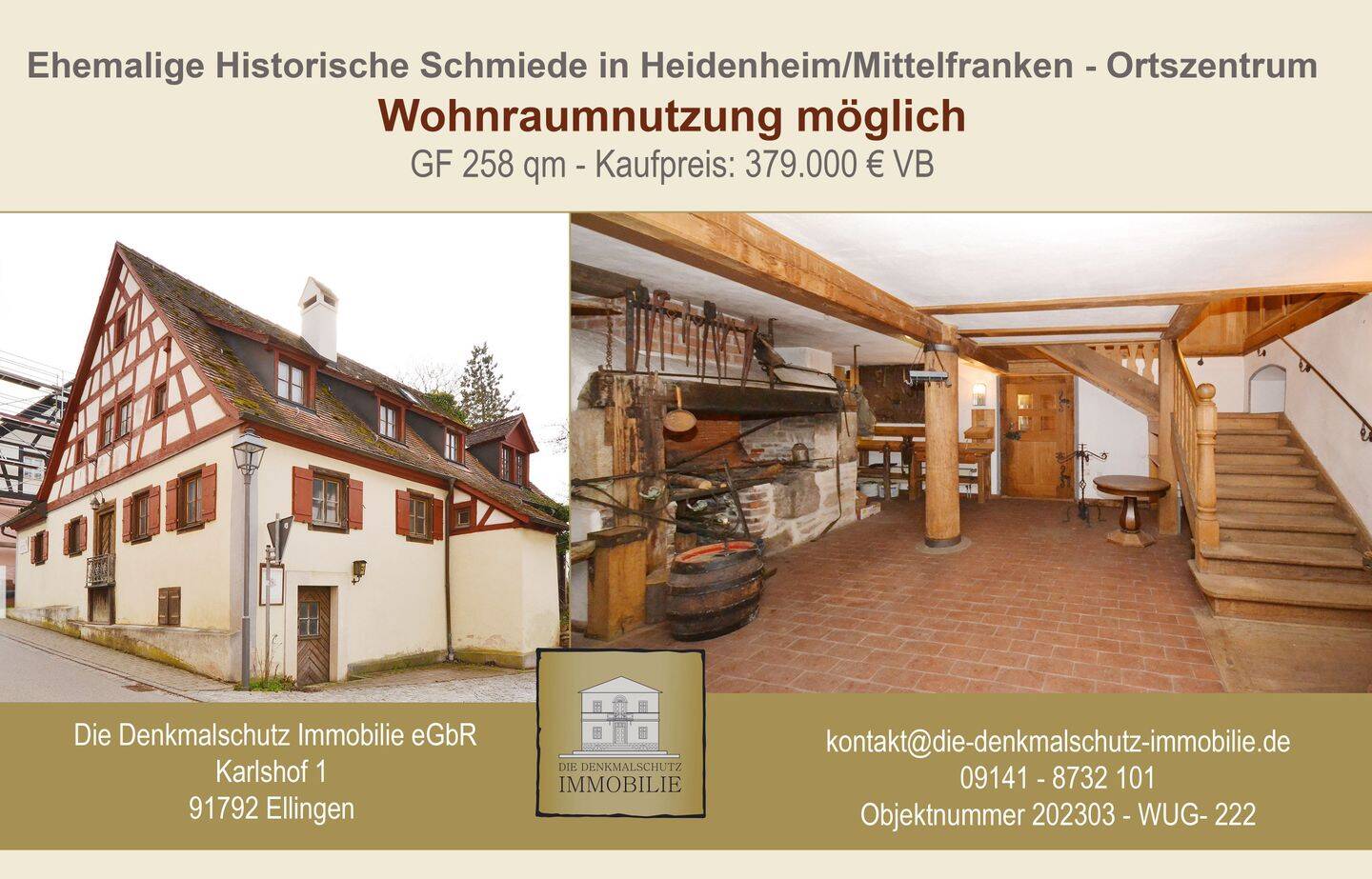 Ehemalige historische Schmiede im Ortszentrum von Heidenheim/Mittelfranken – Wohnraumnutzung möglich, 91719 Heidenheim
