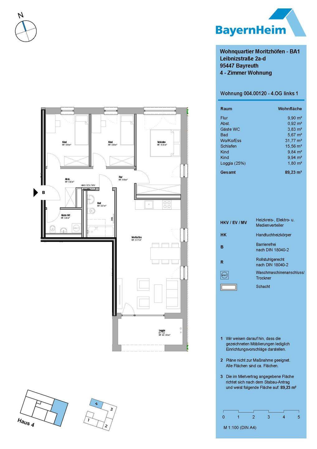 Erstbezug 4-Zimmer-Wohnung (EK II), 95447 Bayreuth (Altstadt Birken Glocke Meyernberg Saas)