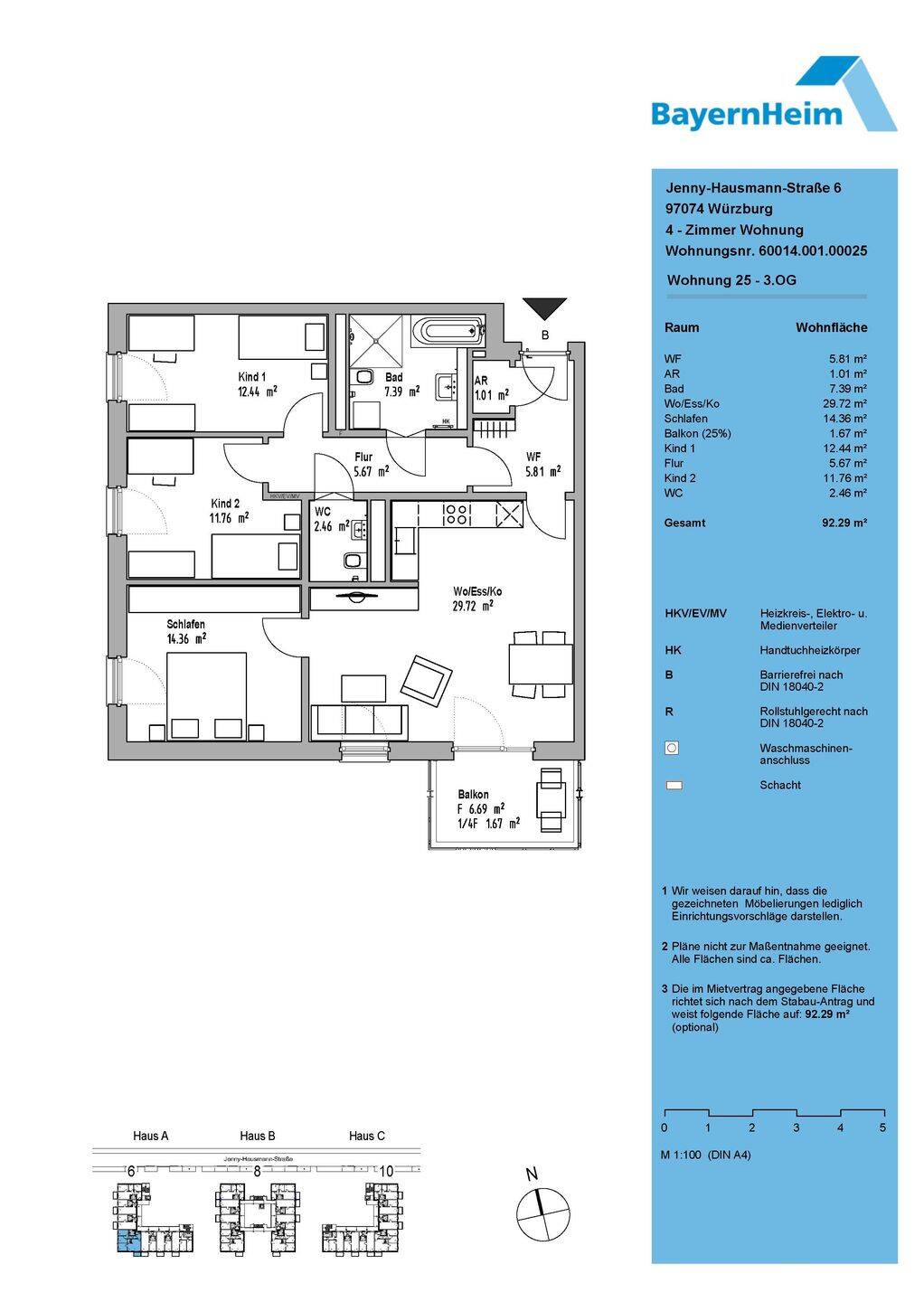 Erstbezug: EOF-Wohnung | 4-Zimmer (EK II), 97074 Würzburg (Frauenland Sanderau)