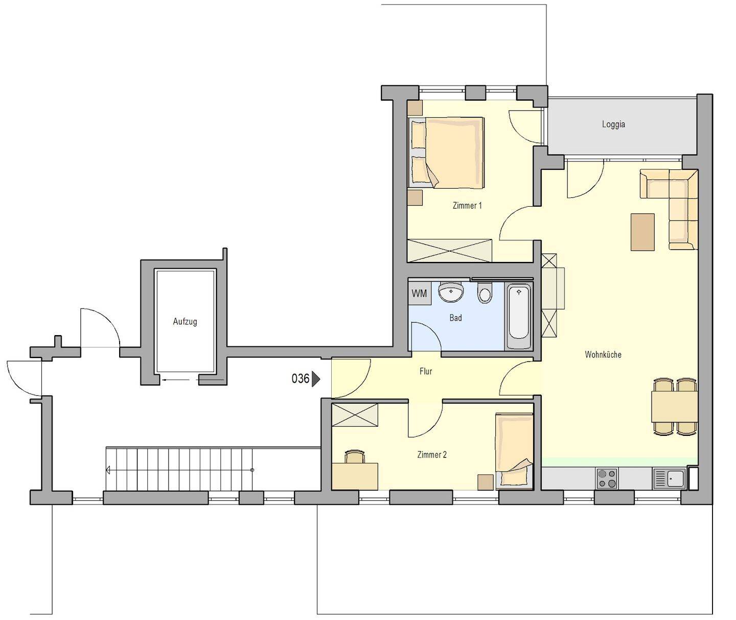 3- Zimmer Wohnung mit Loggia, 90402 Nürnberg (Gleißbühl Lorenz Tafelhof Tullnau Wöhrd)