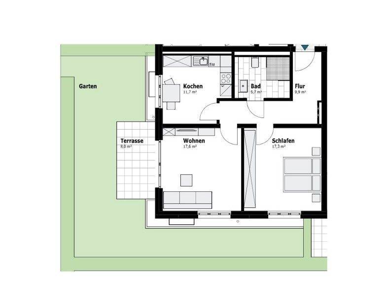 bezugsfertiger Neubau – 2-Zimmer-Whg. mit Terrasse & Garten – separate Küche – barrierearm, 47259 Duisburg (Huckingen Hüttenheim Mündelheim Ungelsheim Wanheim-Angerhausen)
