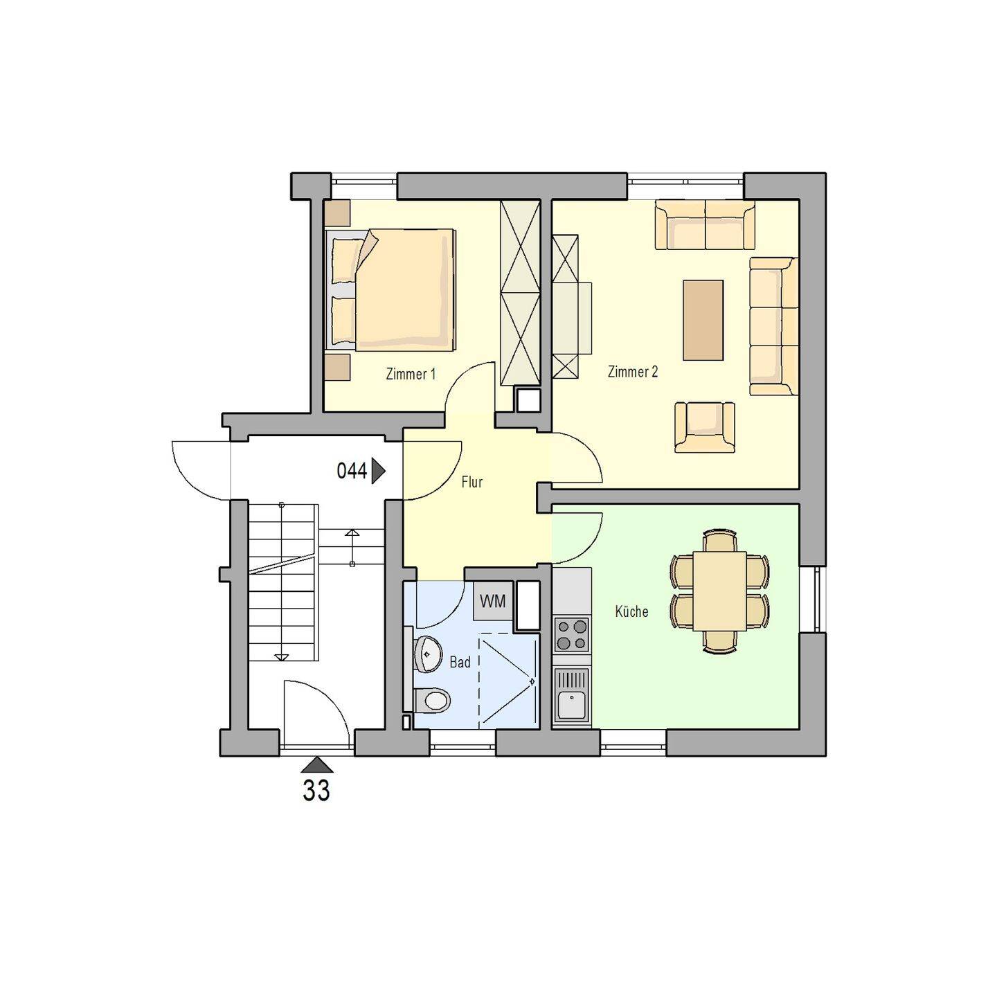 2- Zimmer Wohnung im Erdgeschoss ohne Balkon, 90411 Nürnberg