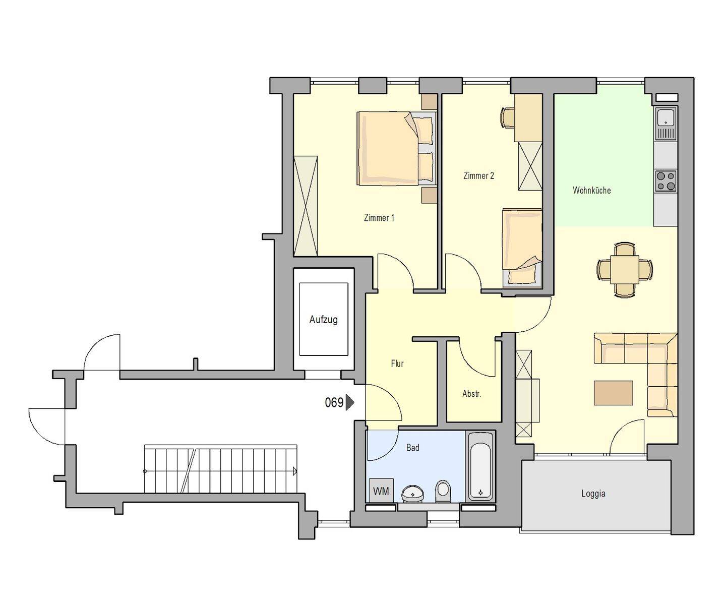 3- Zimmer Wohnung mit Loggia, 90402 Nürnberg (Gleißbühl Lorenz Tafelhof Tullnau Wöhrd)
