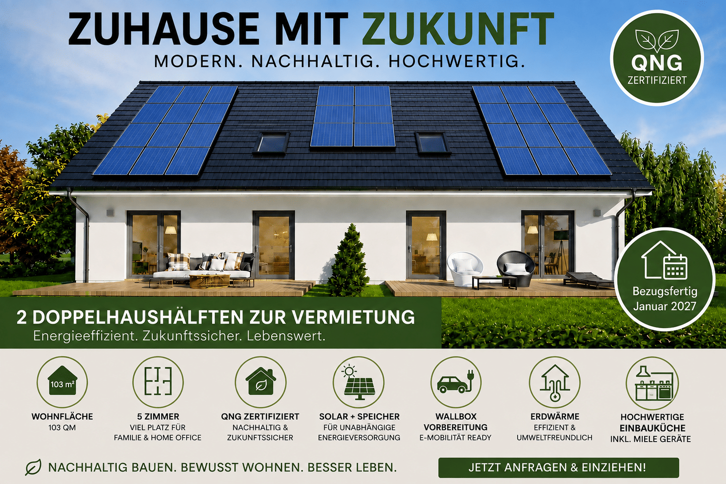 Doppelhaushälfte – Neubau – Erstbezug ab 01/2027 – QNG zertifiziert – Solar & Speicher – Erdwärme, 21423 Winsen (Luhe)